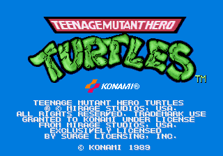 Teenage Mutant Hero Turtles (UK 2 Players, set 1) Title Screen